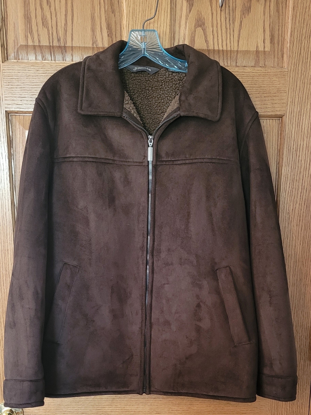 St. John's Bay Brown Faux Suede Sherpa-Lined Bomber Jacket